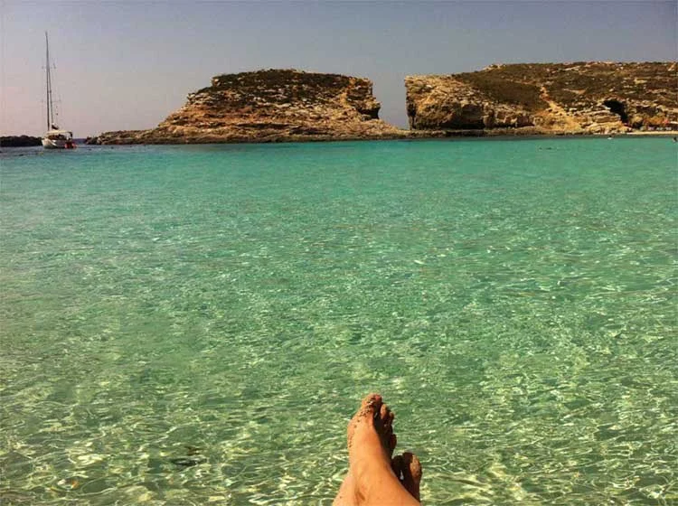 Clear shallow water at the Blue Lagoon in Comino